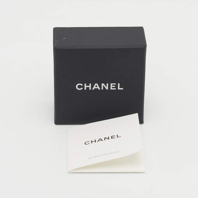 Pre Owned Chanel Heart Crystals Gold Tone Brooch