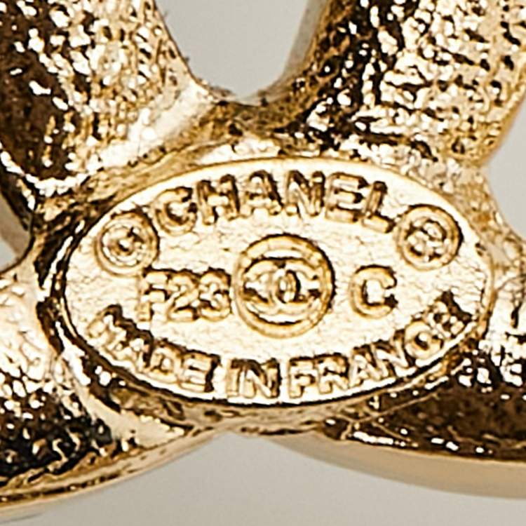 Pre Owned Chanel Heart Crystals Gold Tone Brooch