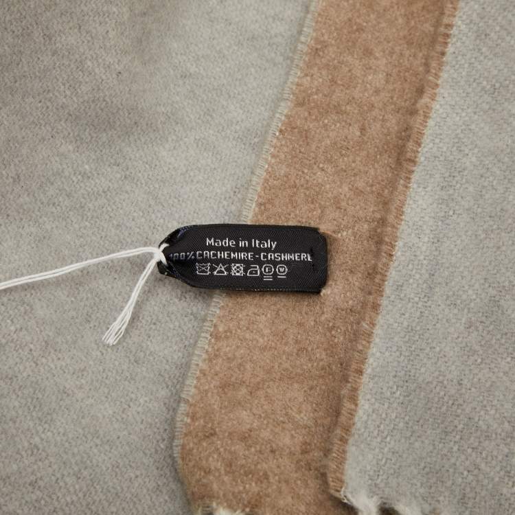 Pre Owned Chanel Beige CC Logo Cashmere Fringed Stole 