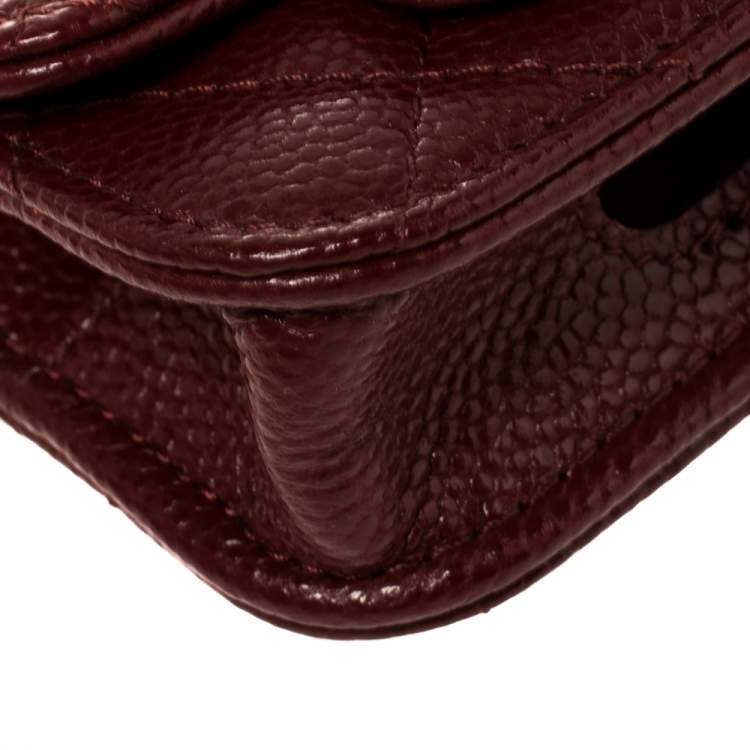 Pre Owned Chanel Red Quilted Caviar Leather AirPods Pro Case on Chain