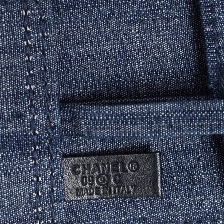 Pre Owned Chanel Blue Denim Chain Buckle Belt 80CM