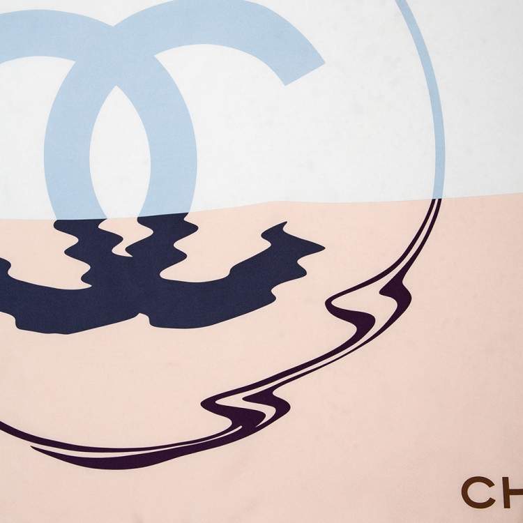 Pre Owned Chanel  Multicolor CC Printed Silk Square Scarf