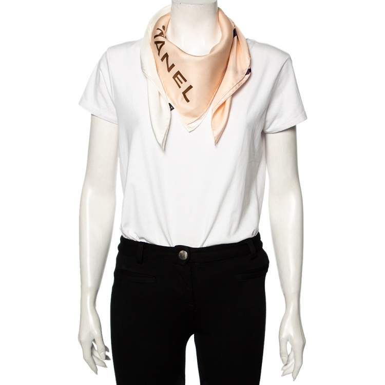 Pre Owned Chanel  Multicolor CC Printed Silk Square Scarf