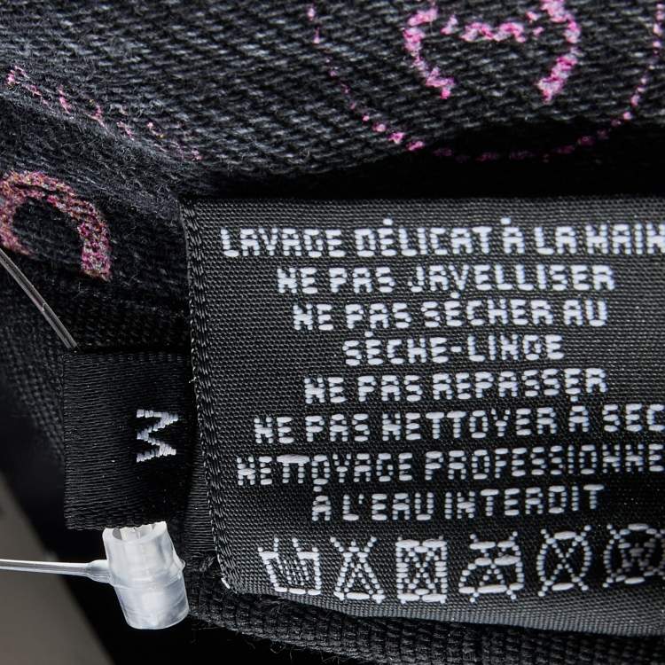 Pre Owned Chanel Black Denim Logo Print Cloche Bucket Hat M