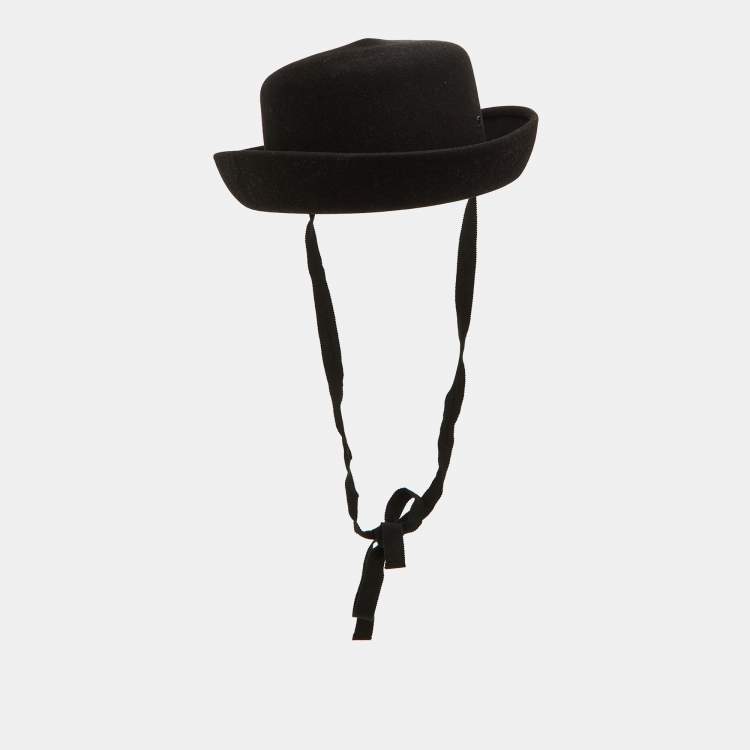 Chanel Black Rabbit Felt Bucket Hat M Chanel