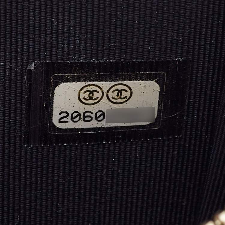 Pre Owned Chanel Black Leather Crystal Studded Bull Phone Holder    