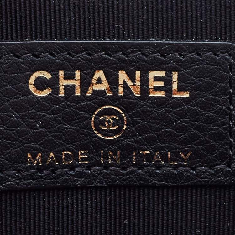 Pre Owned Chanel Black Leather Crystal Studded Bull Phone Holder    