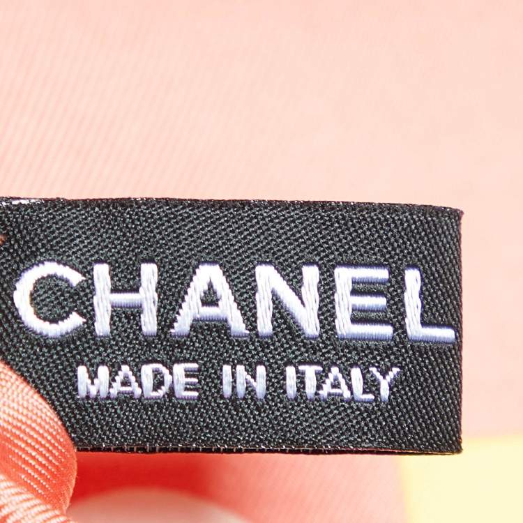Pre Owned Chanel Coral Pink Cruise Print Silk Square Scarf