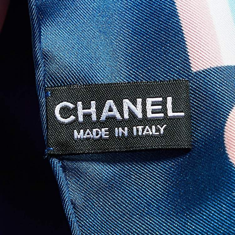 Pre Owned Chanel Navy Blue Cruise Print Silk Square Scarf