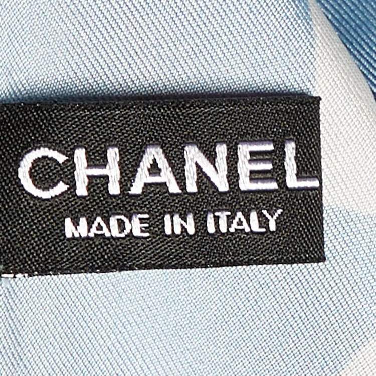 Pre Owned Chanel Light Blue Cruise Print Silk Square Scarf