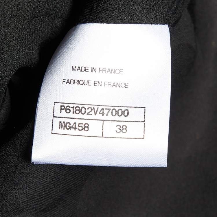 Pre Owned Chanel Black Metallic Tweed Button Front Jacket M