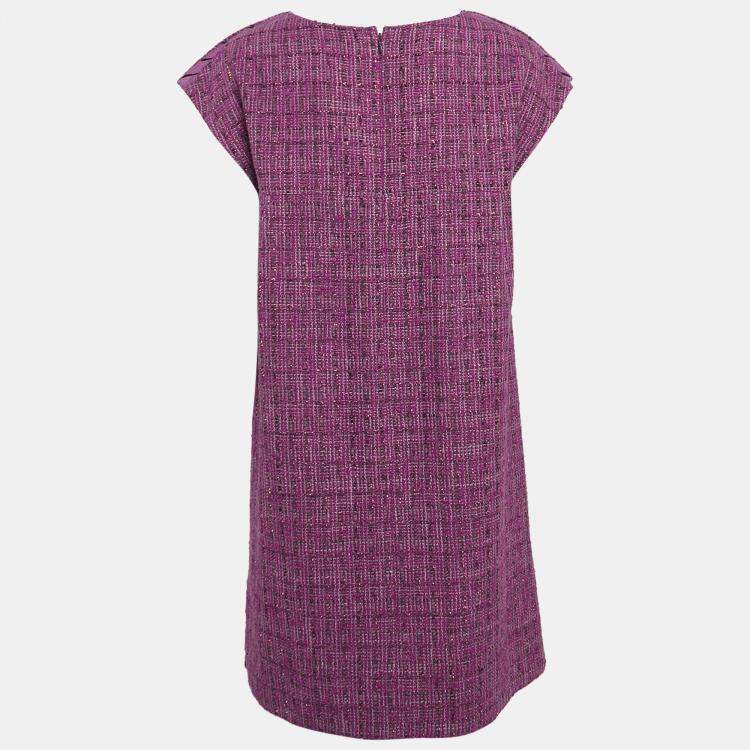 Pre Owned Chanel Purple Fantasy Tweed Mini Tunic Dress M