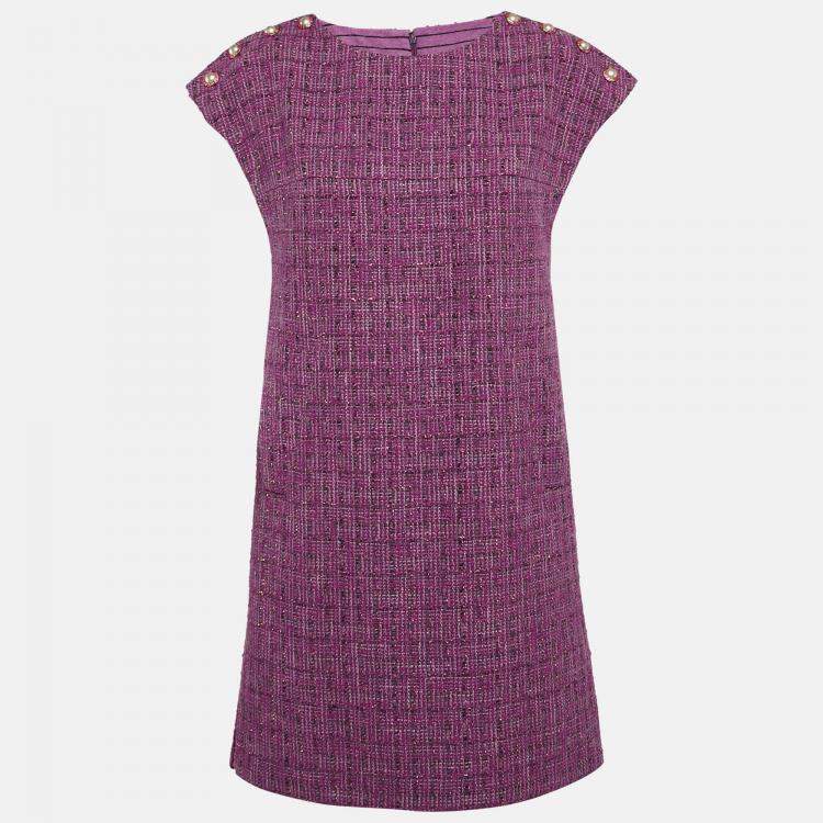 Pre Owned Chanel Purple Fantasy Tweed Mini Tunic Dress M