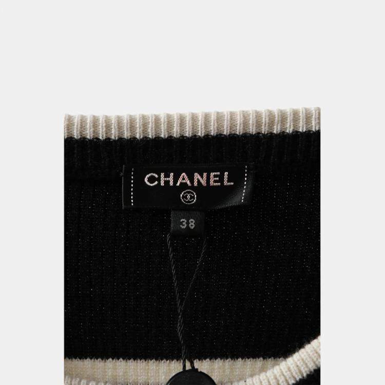 Pre Owned  Chanel Multicolour Stripes Logo Knit Dress M
