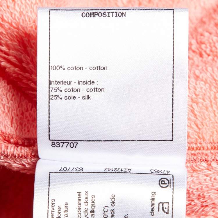 Pre Owned Chanel Coral Pink Terry One-Shoulder Cover-Up Mini Dress M