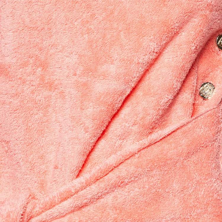 Pre Owned Chanel Coral Pink Terry One-Shoulder Cover-Up Mini Dress M