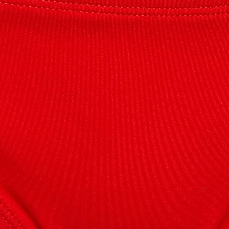 Pre Owned Chanel Red Jersey CC Embellished Bikini Bottom S