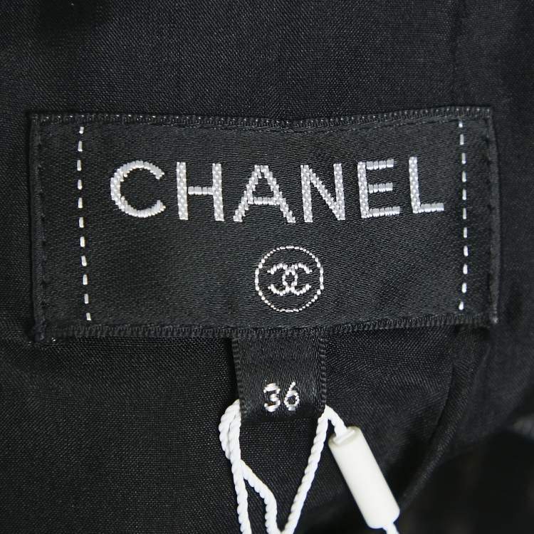 Pre Owned Chanel Black/Gold Tweed Jacket and Skirt Set S