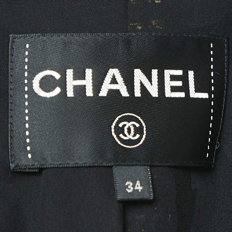Pre Owned Chanel Black/Gold Tweed Jacket and Skirt Set S