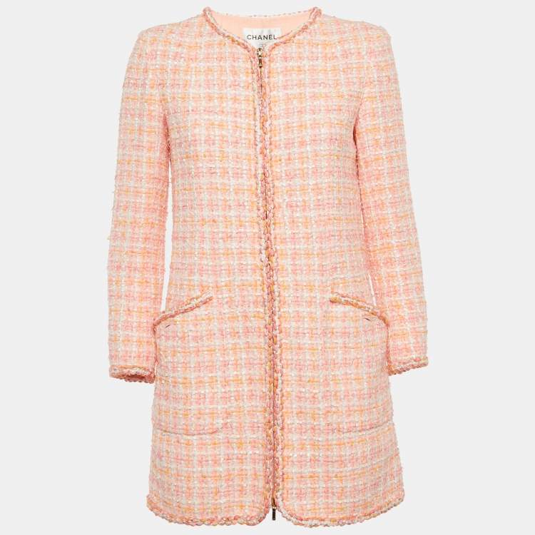 Pre Owned Chanel Pink Tweed Fantasy Jacket M 