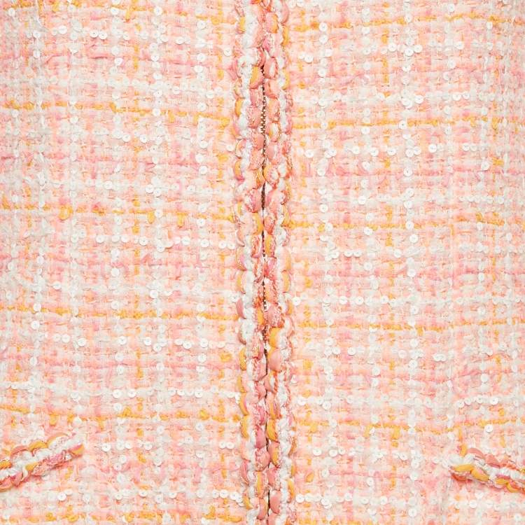 Pre Owned Chanel Pink Tweed Fantasy Jacket M 