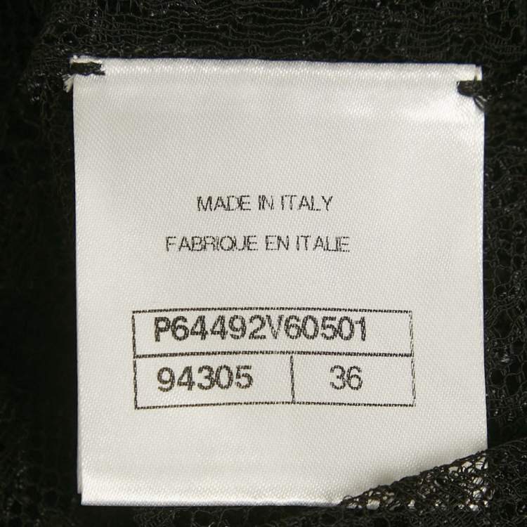 Pre Owned Chanel Black Lace Sheer Fitted Top S