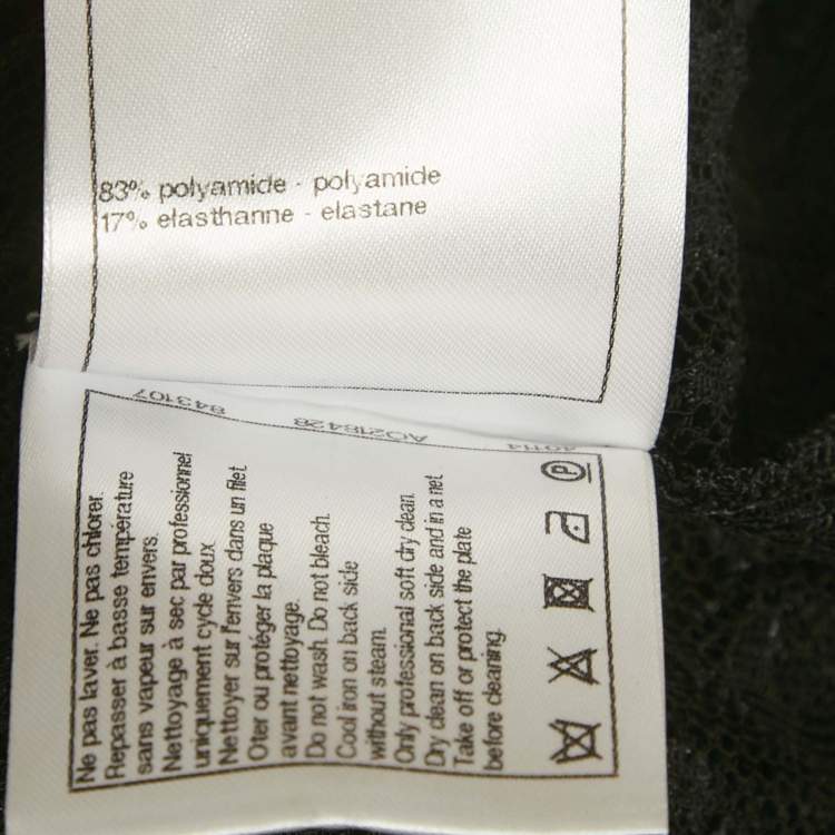 Pre Owned Chanel Black Lace Sheer Fitted Top S