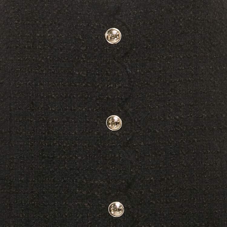 مملوكة مسبقًا Chanel Black Tweed Knee Length Skirt M