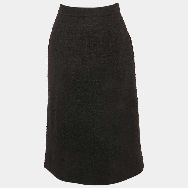 مملوكة مسبقًا Chanel Black Tweed Knee Length Skirt M