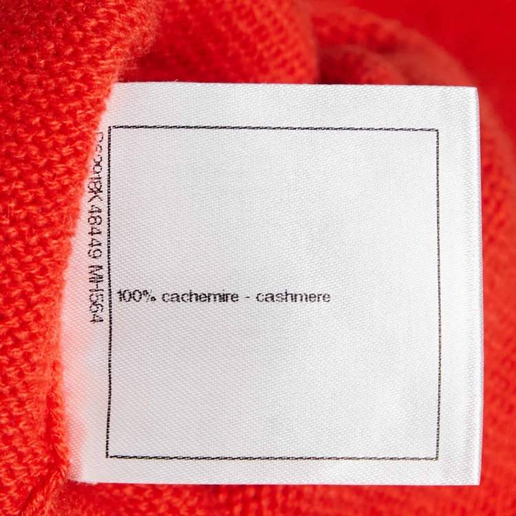 Pre Owned Chanel Red Cashmere Knit Long Cardigan M