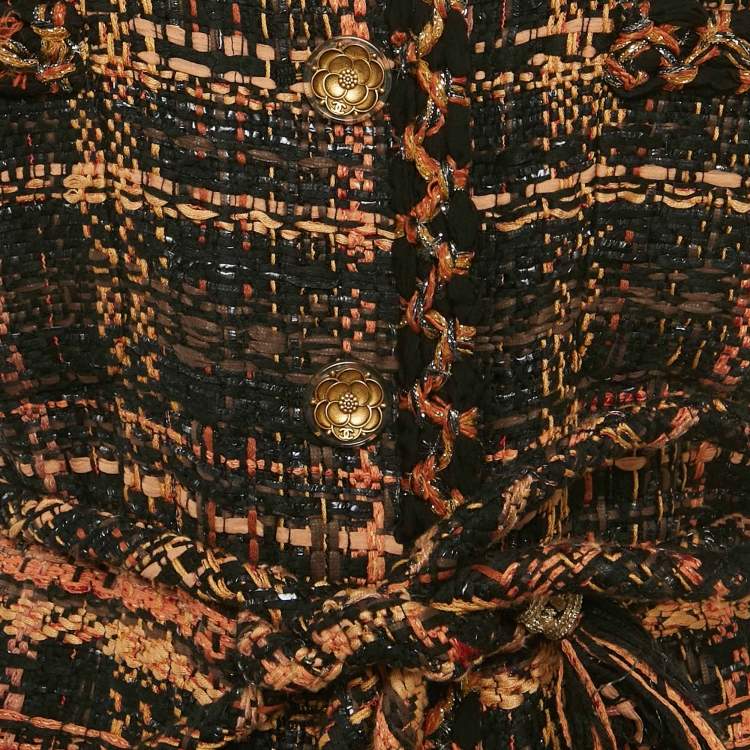 Pre Owned Chanel Black /Brown Ribbon Tweed Jacket M
