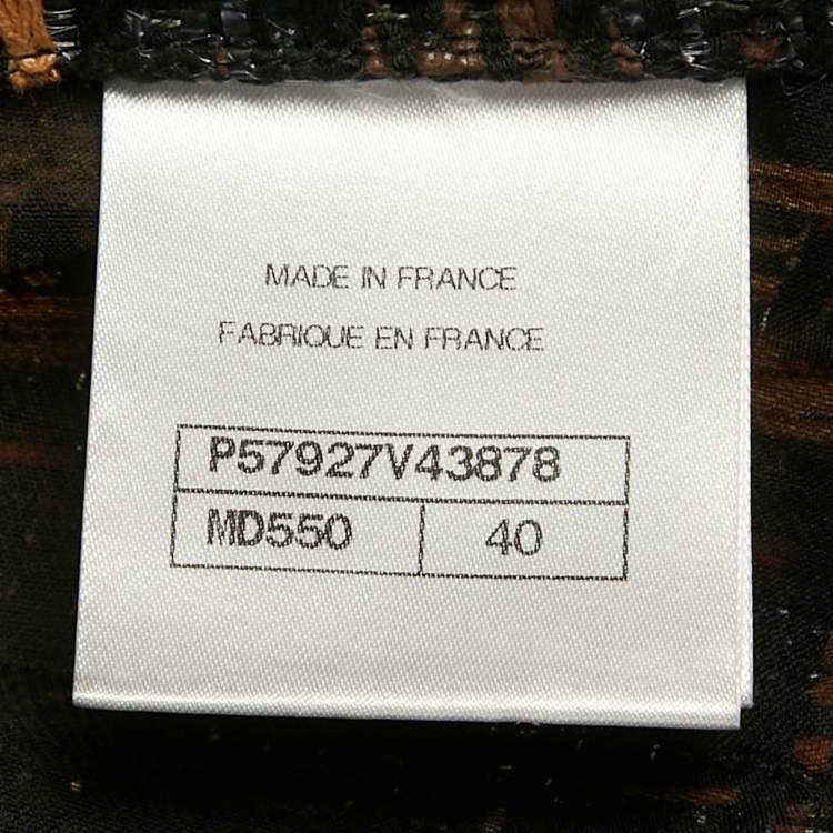 Pre Owned Chanel Black /Brown Ribbon Tweed Jacket M