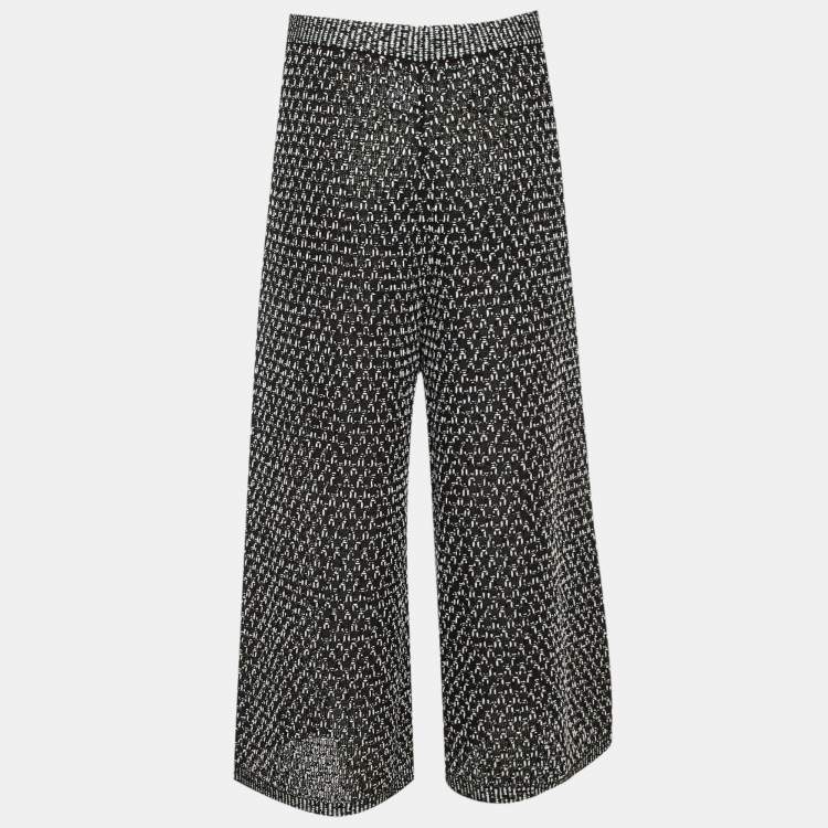 Pre Owned Chanel Black Textured Silk & Cotton Knit Culottes XL