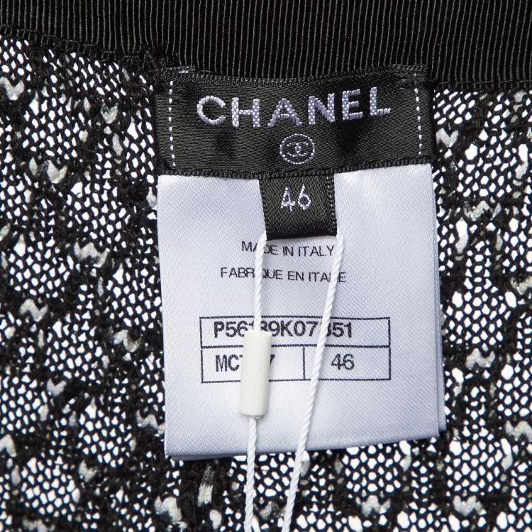 Pre Owned Chanel Black Textured Silk & Cotton Knit Culottes XL