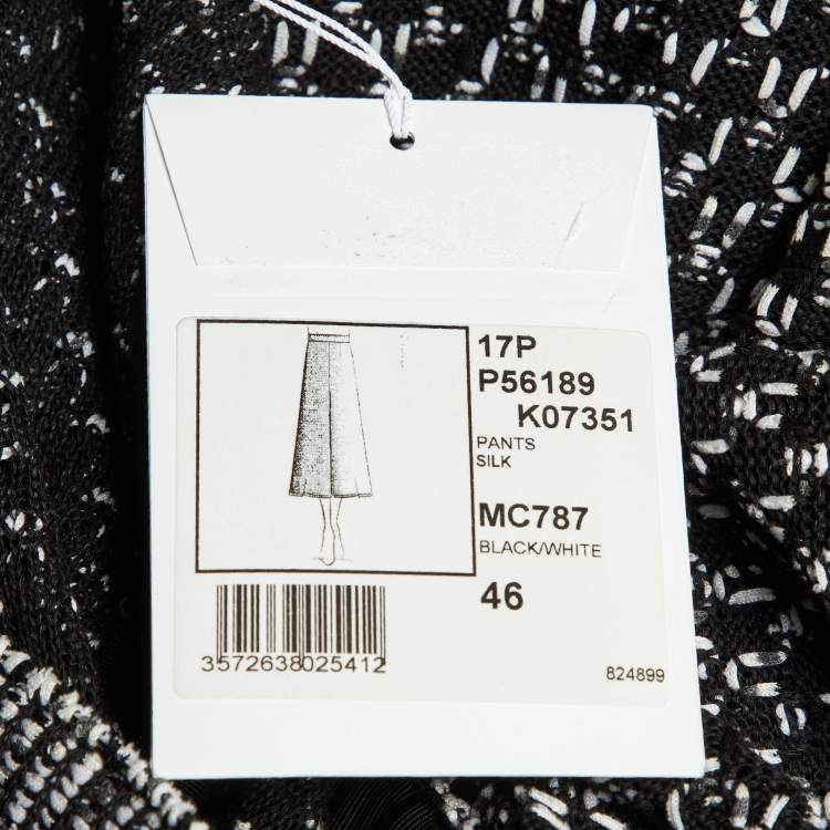 Pre Owned Chanel Black Textured Silk & Cotton Knit Culottes XL