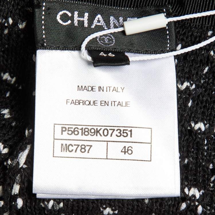 Pre Owned Chanel Black Textured Silk & Cotton Knit Culottes XL