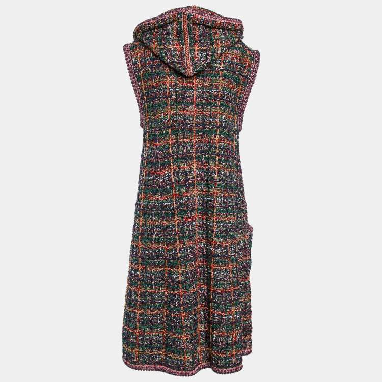 Pre Owned Chanel Multicolor Lurex Knit Hooded Cardigan M