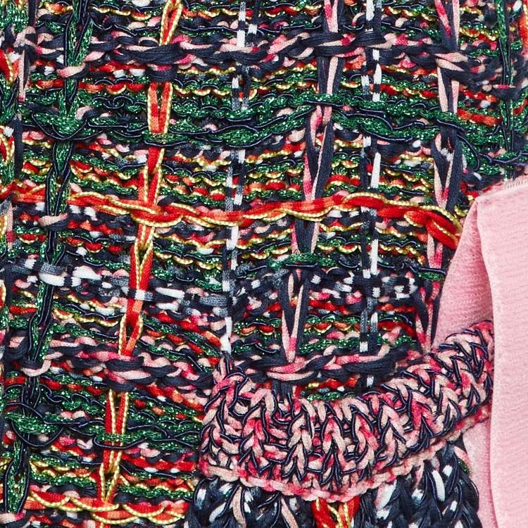 Pre Owned Chanel Multicolor Lurex Knit Hooded Cardigan M