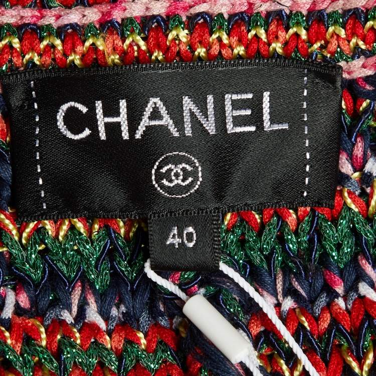 Pre Owned Chanel Multicolor Lurex Knit Hooded Cardigan M