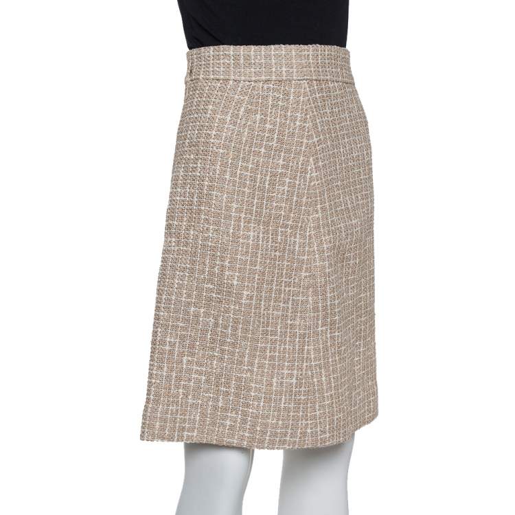 مملوكة مسبقًا Chanel Cream Tweed A-Line Skirt M