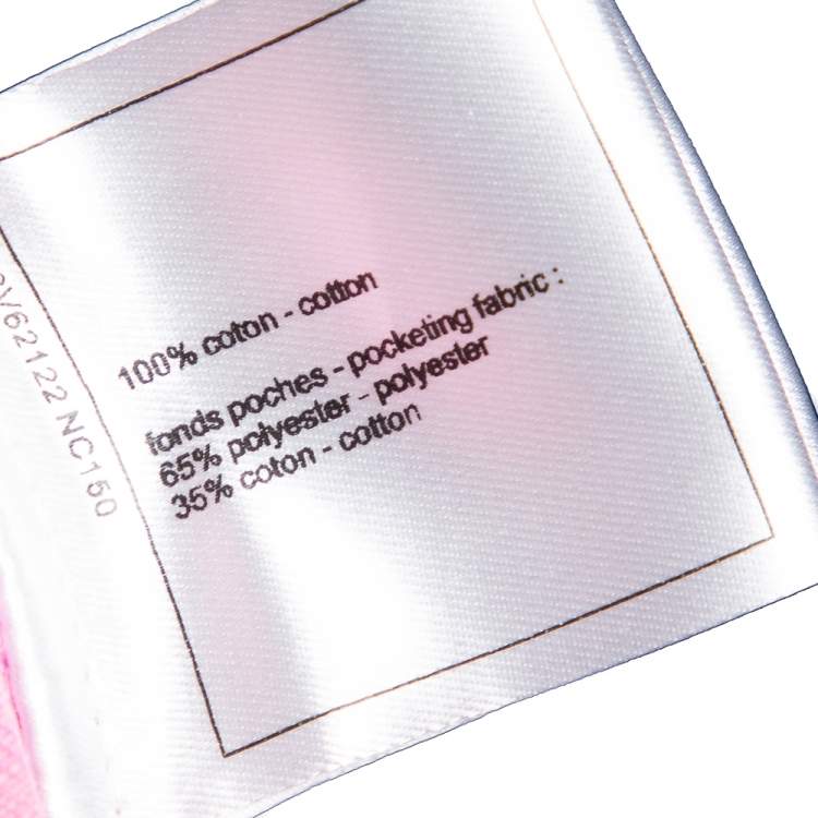 Pre Owned Chanel Neon Pink Denim High Waisted Wide Leg Jeans S