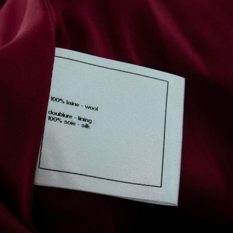 Pre Owned Chanel Burgundy Tweed Braid Trimmed Skirt L