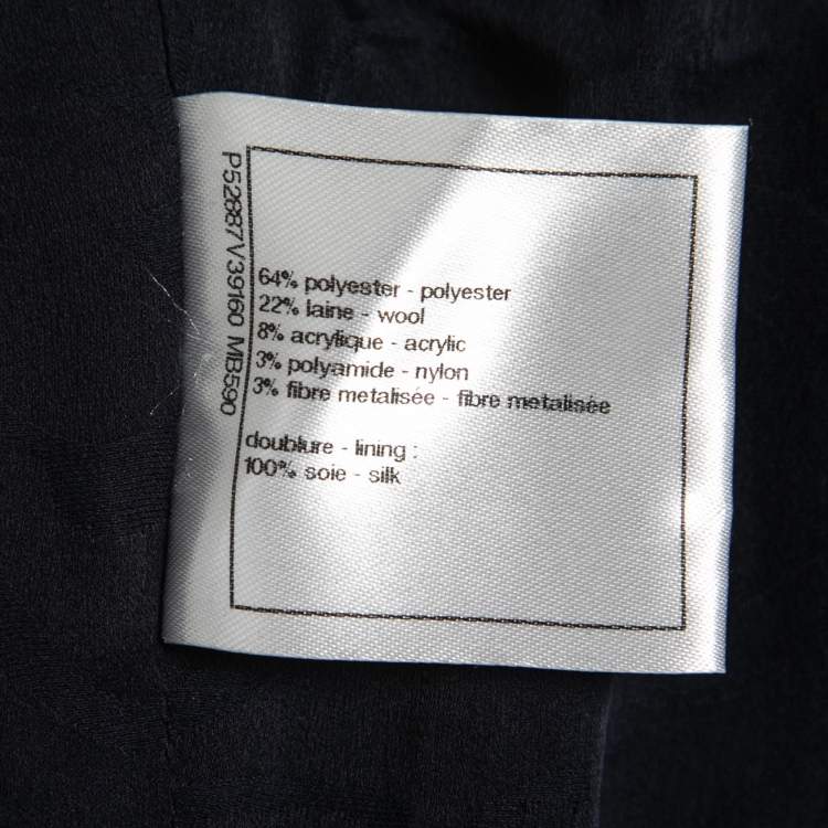 مملوكة مسبقًا Chanel Black & Blue Tweed Pleated Midi Dress L