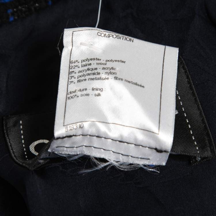 مملوكة مسبقًا Chanel Black & Blue Tweed Pleated Midi Dress L