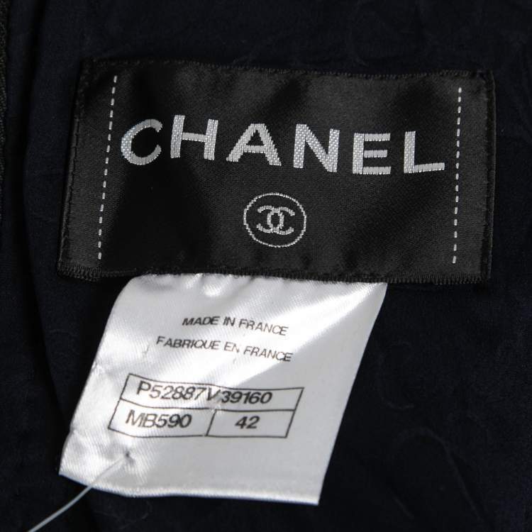 مملوكة مسبقًا Chanel Black & Blue Tweed Pleated Midi Dress L