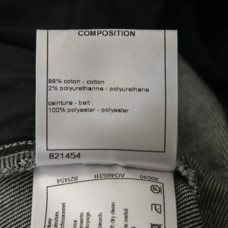 Pre Owned Chanel Black Denim Side-Tie Ribbon Jeans L Waist 33"