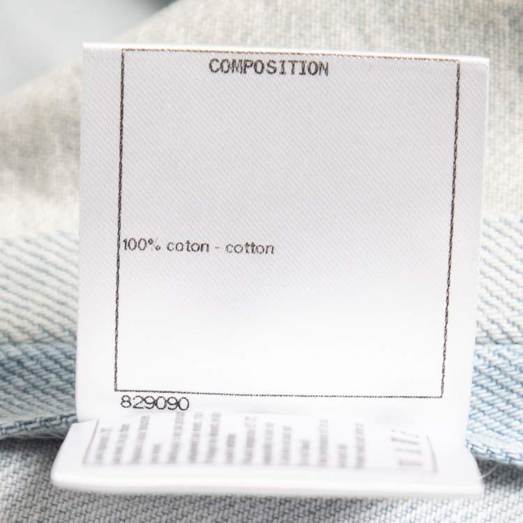 Pre Owned Chanel Light Blue Washed Denim Cap Sleeve Shift Dress M