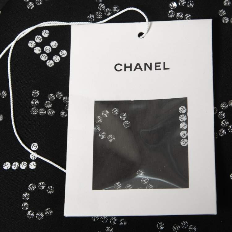 Pre Owned Chanel Black Neoprene Lesage Sequined Runway Leggings & Bodysuit Set M