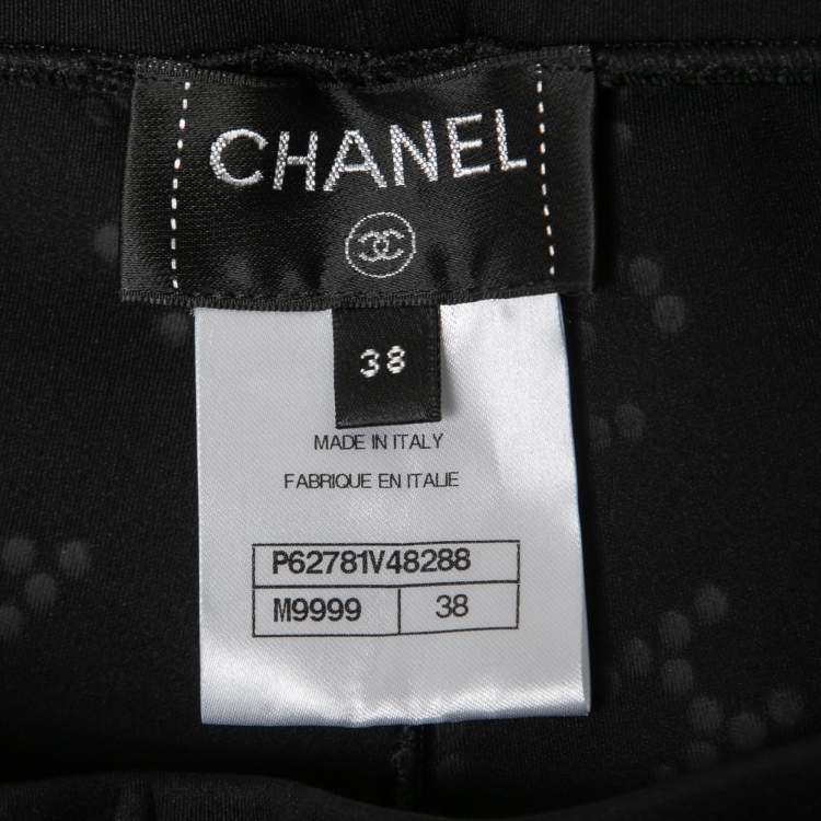 Pre Owned Chanel Black Neoprene Lesage Sequined Runway Leggings & Bodysuit Set M