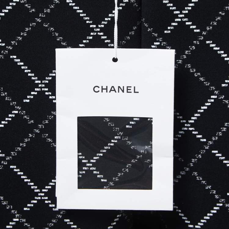 Pre Owned Chanel Black Neoprene Criss-Cross Sequined Leggings S